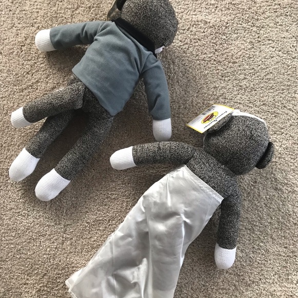 Sock Monkey Bride and Groom Wedding decoration dolls - Picture 2 of 4